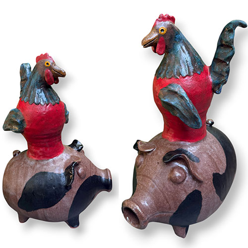 Mike Craven 13" Rooster Riding a Pig DP5853